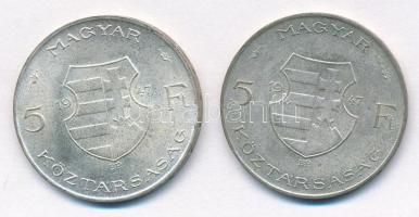1947. 5Ft Ag "Kossuth" (2x) T:2 patina
Adamo F8.1