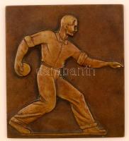 A bowlingozó, bronz falidísz, 16x18 cm.