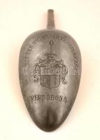 Ritter China bécsi ezüstöző ezüstözött, címeres reklám kanálfeje, 10,5×4,5 cm