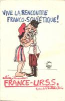 'Vive la rencontre Franco-Soviétique!' / French-Soviet friendship propaganda postcard, s: Jean Effel (EK)