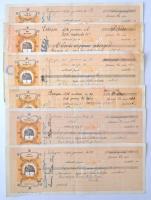 Esztergom 1928-1944. 31db egészen illetve részben kitöltött váltó, bélyegzésekkel, sok váltón illetékbélyeggel T:III