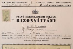 1896-1940 Vegyes régi okmánytétel iskolai értesítőkkel, bizonyítványokkal / mixed lot of old school ...