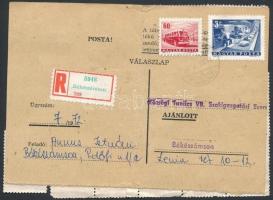 1973 Ajánlott levelezőlap hátoldalán büntetés lerovására szánt 15x100 Ft okmánybélyeg