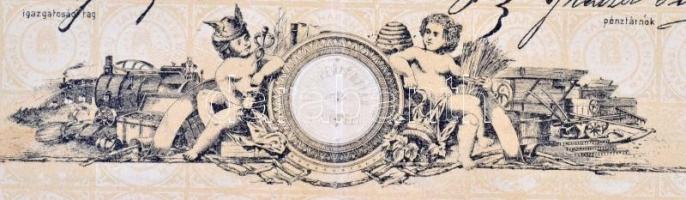 Tamási 1897. "A Tamási Takarékpénztár" részvénye 100K-ról szárazpecséttel, felülbélyegzéss...