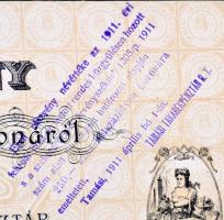 Tamási 1897. "A Tamási Takarékpénztár" részvénye 100K-ról szárazpecséttel, felülbélyegzéss...