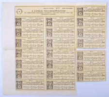 Tamási 1897. "A Tamási Takarékpénztár" részvénye 100K-ról szárazpecséttel, felülbélyegzéss...
