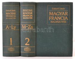 Eckhardt Sándor: Magyar-francia Nagyszótár I-II. Budapest, 1992, Akadémiai Kiadó. Kiadói egészvászon kötés, az első kötet javított gerinccel, borítóval, de alapvetően jó állapotban.