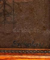 Szokolay Sándor (1922-1999): Város. Olaj, vászon, jelzett, keretben, 50×60 cm