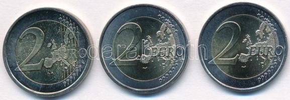 Vegyes 3db-os Euro forgalmi emlékkiadás tétel, benne Finnország 2004. 2E + Portugália 2007. 2E + 2010. 2E T:1- Mixed 3pcs of Euro commemorative coins, including Finland 2004. 2 Euro + Portugal 2007. 2 Euro + 2010. 2 Euro C:AU