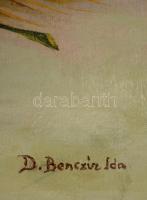 Benczúr Ijelzéssel: Virágcsendélet. Olaj, vászon, jelzett, sérült, keretben 60×80 cm