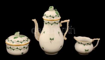 Herendi petrezselyem mintás mokkás készlet ( 12 személyes), kézzel festett, jelzett, hibátlan