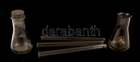 9 db különféle laboratóriumi üveg, hibátlanok, m:12-36 cm