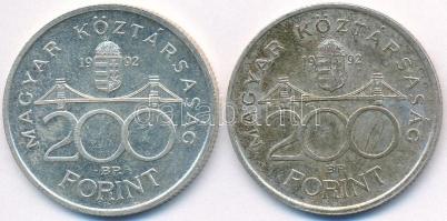 1992. 200Ft Ag "MNB" (2x) T:2 patina