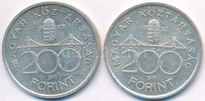 1992. 200Ft Ag "MNB" (2x) T:2