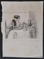 1839 Cafe de Paris. Politikai karikatúra. Kőnyomat / Lithographed political caricature. 24x32 cm