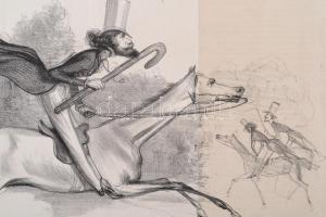 1839 Equiutation fashionable. Lovas. karikatúra. Kőnyomat / Lithographed caricature with horse. 24x3...