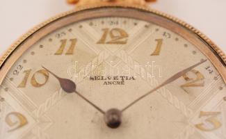 Helvetia Ancre aranyozott zsebóra  másodpercmutatóval, díszített számlappal, jó állapotban, működik....