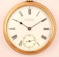 A.W. W. Co. Waltham. aranyozott zsebóra 10K arannyal futtatott  másodpercmutatóval, szép számlappal,...