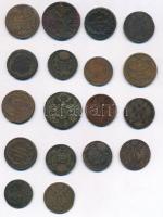 Vegyes fémpénz tétel ~110g súlyban, réz érmék, közte 1780S 1kr Cu, 1780W 1kr Cu T:vegyes