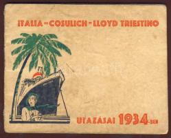 1934. Lloyd Triestino hajótársaság térképes prospektusa
