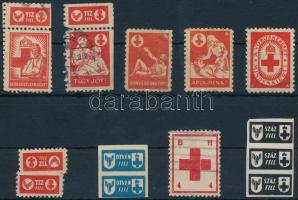 1941-1944 13 db II. világháborús Vöröskereszt segély- és adománybélyeg