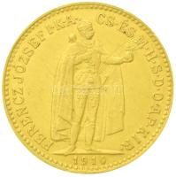 1910KB 10K Au "Ferenc József" (3,38g/0.900) T:2 Hungary 1910KB 10 Corona "Franz Joseph" (3,38g/0.900) C:XF  Adamo K8