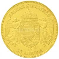 1910KB 10K Au "Ferenc József" (3,38g/0.900) T:2 Hungary 1910KB 10 Corona "Franz Josep...
