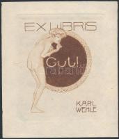 Franz von Bayros (1866-1924): Ex libris Karl Wehle. Klisé, papír, jelzés nélkül, 9×8 cm