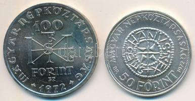 1972. 50Ft Ag + 100Ft Ag "Szent István" pár T:BU kis patina 
Adamo EM38, EM39