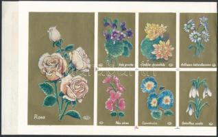 Virágok, 1 ív felvágatlan gyufacímke, 34x11 cm