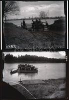 cca 1925 Tiszai komp, Kerny István (1879-1963) üveglemez negatívjairól készült 2 db mai nagyítás, 13x18 cm