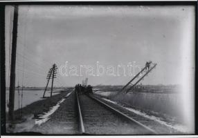 1931. február 14. Gárdony, a vihar által kidöntött távíróvonalak javítása, Kerny István (1879-1963) ...