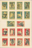 181 db szovjet gyufacímke 10 db kartonlapra ragasztva (állatok, madarak...stb.)