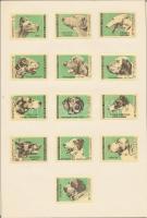 167 db szovjet gyufacímke 10 db kartonlapra ragasztva (Kutya, horgászat, közlekedés..stb.)