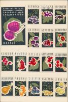 180 db gyufacímke és 8 db nagy szovjet gyufacímke 11 db kartonlapra ragasztva (Népművészet, virágok, fakitermelés, lakberendezés...stb.)