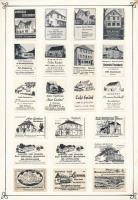 209 db német gyufacímke 10 db kartonlapra ragasztva (Vadászházak, vendégházak, kávéházak..stb.)