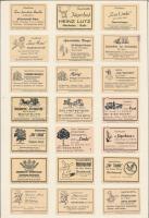234 db német gyufacímke 11 db kartonlapra ragasztva (Egészség, fogadók, cigaretta, szivar, autók, ve...