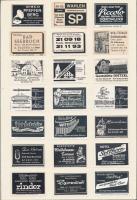 210 db német gyufacímke 10 db kartonlapra ragasztva (Vendéglők..stb.)
