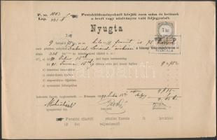 62 db nagyrészt okmánybélyeges számla és nyugta, főleg az 1870-1890-es évekből