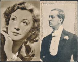 2 db színész képeslap; Zarah Leander, Császár Imre / 2 actor & actress postcards