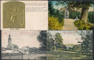 4 db RÉGI magyar városképes lap, dombornyomott lappal / 4 pre-1945 Hungarian town-view postcards, with golden Emb.