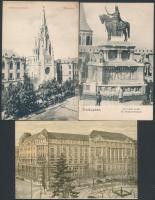 Budapest, Magyar Általános Hitelbank, Szent István szobor, Örökimádás templom - 3 db régi képeslap / - 3 pre-1945 postcards