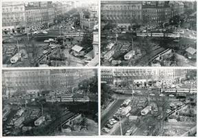 1977 Budapest, Marx tér felbontás előtt, és az elkészült felüljáró, 8 db vintage fotó, 9x13 cm és 13x18 cm