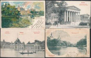 Budapest XIV. Városliget - 5 db RÉGI képeslap, litho lappal / 5 pre-1945 postcards. with litho