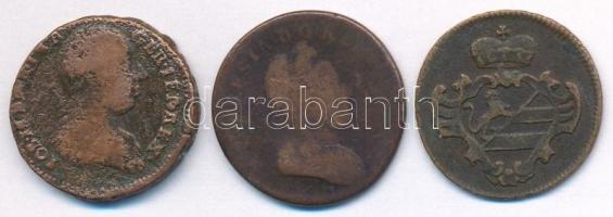 Vegyes: Ausztria 1790W 1/2kr Cu + Magyarország 1774S 1/2kr Cu + Olasz Államok / Gorizia 1788K 1s Cu ...