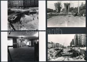 cca 1967-1975 Budapest, metróépítkezések a felszínen, korábban el nem kelt tételek összevonása, 28 db fotó, egy része vintage kópia, 10 db modern nagyítás, 9x13 cm és 10x15 cm