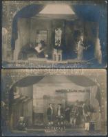1925 2 db fotó képeslap színházi előadásról; Fenyő, Dozzi, Radó / 1925 2 photo postcards; theatre