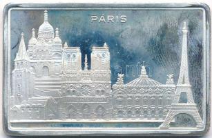 DN "Paris" jelzett Ag plakett, tanúsítvánnyal (26,2g/0.925/50x32mm) T:2 (PP)