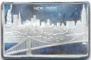 DN New York jelzett Ag plakett, tanúsítvánnyal (25,99g/0.925/50x32mm) T:2 (PP)