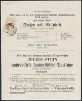 ~1860 Színházi plakát 1/2kr hirdetménybélyeggel ,,K.K. STEURAMT STEINAMANGER